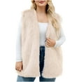 thumbnail image 1 of Uaswgudfs Women's Black Faux Fur Vest, Plus Size Winter Sleeveless Warm Outerwear, Casual Fashion Layering Jacket - Trendy Style Brown 2XL, 1 of 9