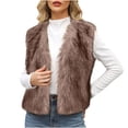 thumbnail image 1 of Uaswgudfs Women's Black Faux Fur Vest, Winter Sleeveless Short Warm Outerwear, Casual Fashion Layering Jacket - Trendy Style Red S, 1 of 6