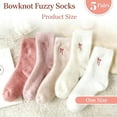thumbnail image 1 of Uaswgudfs Women's Bowknot Fuzzy Mid - Calf Socks, Plush Cozy Thermal Home Socks, Soft Bedroom Crew Socks for Women White, 1 of 8