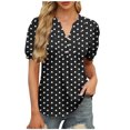 thumbnail image 1 of Uaswgudfs Women's Breathable Blouse Top with Polka Dot Pattern - V-Neck Button-Front Shirt for Playful Casual Looks, 1 of 6