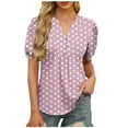 thumbnail image 1 of Uaswgudfs Women's Breathable Blouse Top with Polka Dot Pattern - V-Neck Button-Front Shirt for Playful Casual Looks, 1 of 6