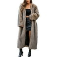 thumbnail image 1 of Uaswgudfs Women's Brown Long Faux Fur Coat, Winter Warm Full-Length Jacket, Casual Luxury Outerwear - Trendy Fashion Brown S, 1 of 9