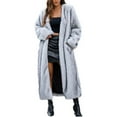 thumbnail image 1 of Uaswgudfs Women's Brown Long Faux Fur Coat, Winter Warm Full-Length Jacket, Casual Luxury Outerwear - Trendy Fashion Gray 3XL, 1 of 9