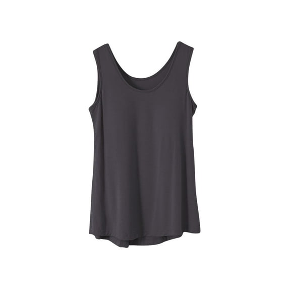 Uaswgudfs Women's Built-in Bra Tank Top, Sleeveless Modal Pajama Top No Bra Required, Comfort Soft Sleep Shirt for Lounging & Sleeping Dark Gray 4XL