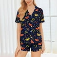 thumbnail image 1 of Uaswgudfs Women's Button Front Blouse Turn Down Collar Carnival Print Short Sleeve Short Pajama Set - Stretchy, 1 of 8