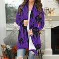 thumbnail image 1 of Uaswgudfs ​Women's Cardigan Autumn Themed Trench Coat - Black Cat Bats Pumpkin Print Open Front Relaxed Fit Seasonal Celebration​, 1 of 7