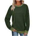 thumbnail image 1 of Uaswgudfs ​Women's Casual Blouses Crew Neck Long Sleeve Sweatshirt with Ribbed Cuffs Hem Soft Smooth Fabric Relaxed Fit Comfort Pullover for Daily Outfits Green M, 1 of 5