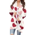 thumbnail image 1 of Uaswgudfs Women's Casual Long Sleeve Open Front Cardigan - Valentine's Day Heart Print Coat for Women Spring Autumn White M, 1 of 4