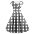 thumbnail image 1 of Uaswgudfs Women's Checkered Crossover Short Sleeve Summer Dress - 2023 A-Line Lightweight Design for Casual Chic & Warm-Weather Comfort Black L, 1 of 3