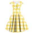 thumbnail image 1 of Uaswgudfs Women's Checkered Crossover Short Sleeve Summer Dress - 2023 A-Line Lightweight Design for Casual Chic & Warm-Weather Comfort Yellow 2XL, 1 of 3