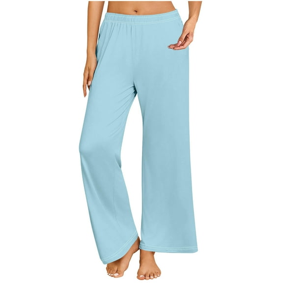 Uaswgudfs Women's Cotton Lightweight Wide-Leg Sleep Pants with Elastic Waistband and Decorative Seams for Relaxed Lounging XL