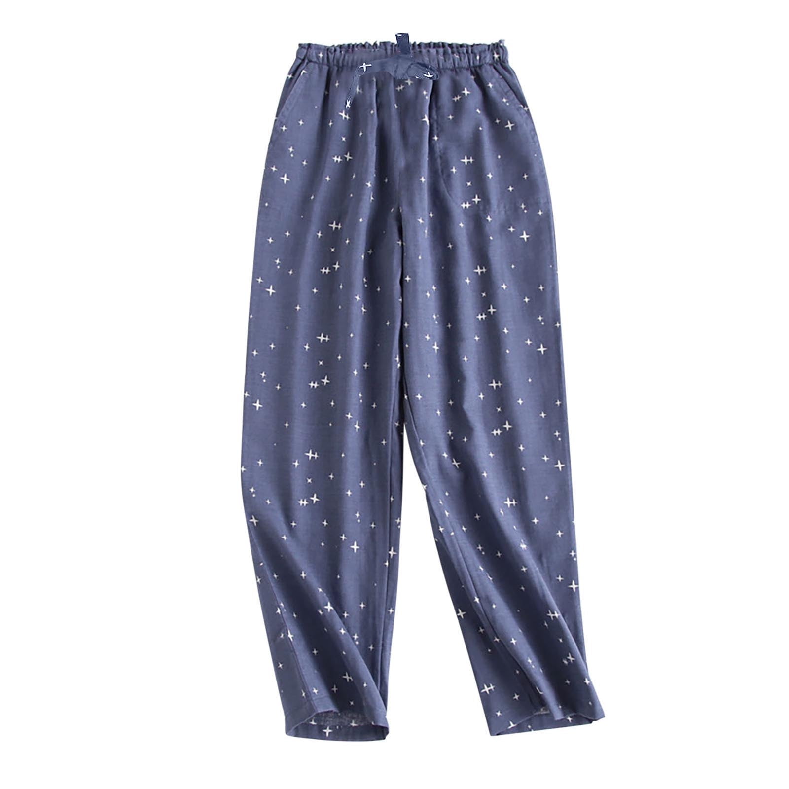 Uaswgudfs Women's Cotton Pajama Pants with Elastic Drawstring Waist ...