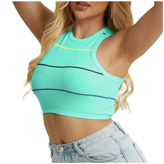 Uaswgudfs Women's Cotton Sleeveless Racerback Basic Crop Tank Tops Stretchy Casual Jogging Workout Yoga Sports Shirts Blouse
