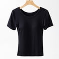 thumbnail image 1 of Uaswgudfs Women's Cotton Solid Boat Neck Blouse T-Shirt - Loose Fit Short Sleeve Top for Gym Workouts, Athletic & Casual Wear, 1 of 3