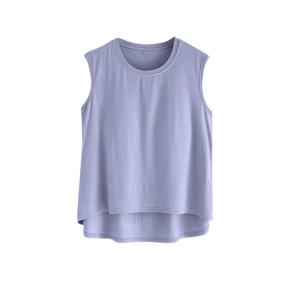 Uaswgudfs Women's Crew Neck Sleeveless Pajama Tank Top | Soft Breathable Sleep Tee for Ladies | Cozy Cotton Pjs 2025