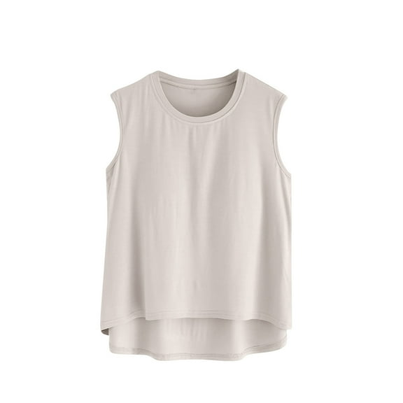 Uaswgudfs Women's Crew Neck Sleeveless Pajama Tank Top | Soft Breathable Sleep Tee for Ladies | Cozy Cotton Pjs