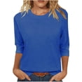 thumbnail image 1 of Uaswgudfs Women's Crewneck 3/4 Sleeve Tops Casual T Shirts Basic Loose Tees Solid Color Outdoor Living at Home Blouse 2025, 1 of 6