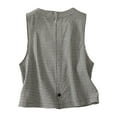 thumbnail image 1 of Uaswgudfs Women's Cropped Checkered Vest - Tailored Sleeveless V-Neck Asymmetrical Button Placket Jacket​, 1 of 9