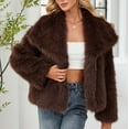 thumbnail image 1 of Uaswgudfs ​Women's Cropped Fluffy Faux Fur Jacket: Oversized Collar, Relaxed Boxy Fit Winter Outerwear​, 1 of 8