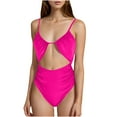 thumbnail image 1 of Uaswgudfs Women's Cutout One-Piece Swimsuit with Thin Straps and Form-Fitting Design for a Stylish Aquatic Adventure Hot Pink L, 1 of 3
