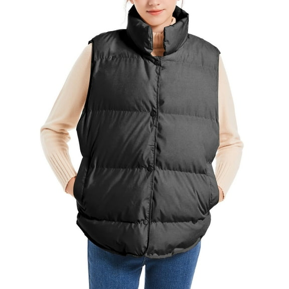 Uaswgudfs ​Women's Duck Goose Down Winter Vest - Lightweight Quilted Thermal Insulation Windproof High Collar Pockets​