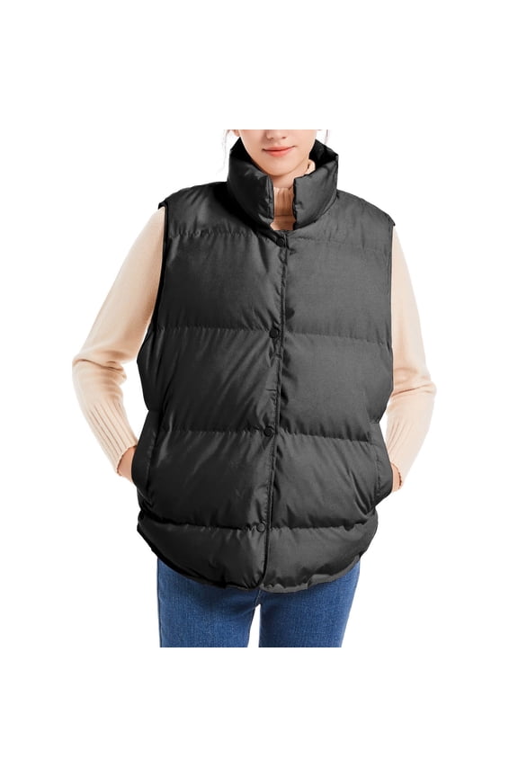 ​Women's Duck Goose Down Winter Vest - Lightweight Quilted Thermal Insulation Windproof High Collar Pockets​