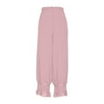 thumbnail image 1 of Uaswgudfs Women's Elastic Waistband Wide Leg Relaxed Fit Lightweight Polyester Blend Pants with Lace Trim Pink L, 1 of 3