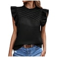 thumbnail image 1 of Uaswgudfs Women's Elegant Mock Neck Ruffle Trim Tank Tops Sleeveless Summer Office Trendy fashion Blouses, 1 of 7