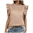 thumbnail image 1 of Uaswgudfs Women's Elegant Mock Neck Ruffle Trim Tank Tops Sleeveless Summer Office Trendy fashion Blouses, 1 of 7