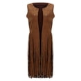 thumbnail image 1 of Uaswgudfs ​Women's Fall/Winter Long Suede-Like Coat: Windproof w/ Geometric Cutout & Tassel Trim - Stylish Outerwear​, 1 of 1