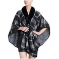 thumbnail image 1 of Uaswgudfs ​Women's Fall/Winter Wool-Blend Cape Coat: Faux Fur Collar w/ Wrap Style & Tie Waist​, 1 of 4