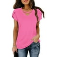thumbnail image 1 of Uaswgudfs ​Women's Flared Sleeve V-Neck Blouse​ - Crossover Detail & Breathable Short Sleeve for Trendy Summer Outfits, 1 of 7