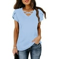 thumbnail image 1 of Uaswgudfs ​Women's Flared Sleeve V-Neck Blouse​ - Crossover Detail & Breathable Short Sleeve for Trendy Summer Outfits, 1 of 7