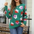 thumbnail image 1 of Uaswgudfs Women's Floral Knit Sweater: Round Neck & Long Sleeves, Cozy Relaxed Fit for Autumn/Winter​, 1 of 9