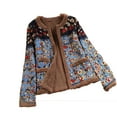thumbnail image 1 of Uaswgudfs Women's Floral Print Fleece Cardigan, Lapel Button-Front Long Sleeve Casual Jacket with Pockets - Trendy Outerwear L, 1 of 7