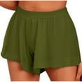 thumbnail image 1 of Uaswgudfs ​Women's Flowy Summer Casual Shorts – High Waist, Ruffled Hem & Chiffon Elastic Comfort Army Green M, 1 of 6