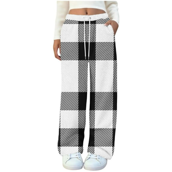 Uaswgudfs Women's Fuzzy Plush Pajama Pants Drawstring Elastic Waist Wide Leg Teddy Pj Bottoms Lounge Pants Khaki M