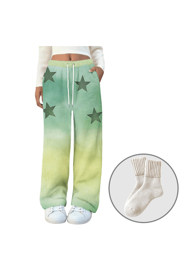 Women's Gradient Star Print Elastic High Waist Sweatpants, Baggy Casual Lounge Pants with Pockets & Drawstring, Fashion Loose Pajama Pants for Women