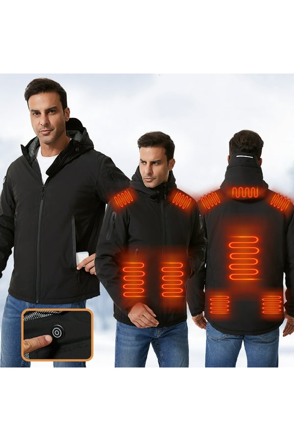 ​Women's Heated Fall/Winter Jacket: Windproof Hood, Short Cropped Fit & Thermal Tech for Outdoor Wear​