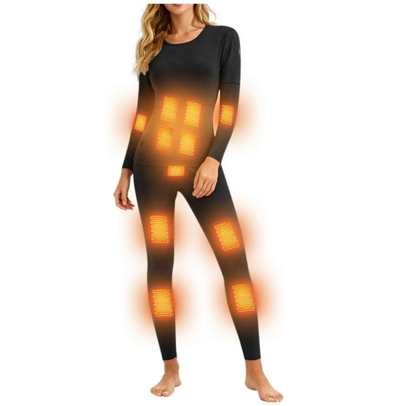 Uaswgudfs Women's Heated Thermal Long Set Winter Warm Electric Heated Base Layer