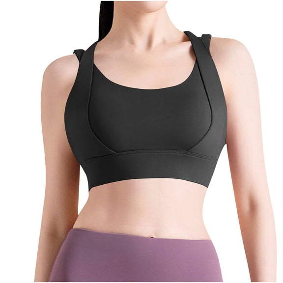 Uaswgudfs Women's High Impact Wireless Padded Sports Bra Racerback Breathable Gym Workout Yoga Activewear Black 2XL