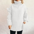 thumbnail image 1 of Uaswgudfs Women's High Turtleneck Sweater: Leaf Pattern & Ruffled Cuffs, Chunky Knit for Autumn/Winter​, 1 of 6