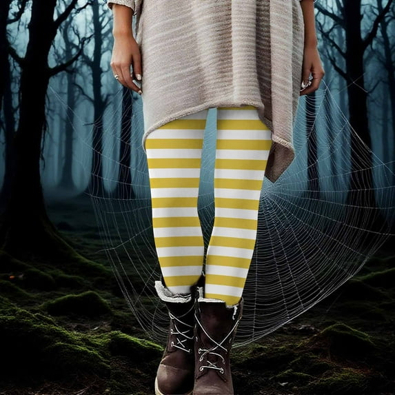 Uaswgudfs Women's High-Waisted Yoga Leggings with Slim-Fit Leg Design, Moderate Stretch Comfort, and Breathable Polyester-Spandex Fabric for Active Support Yellow 3XL