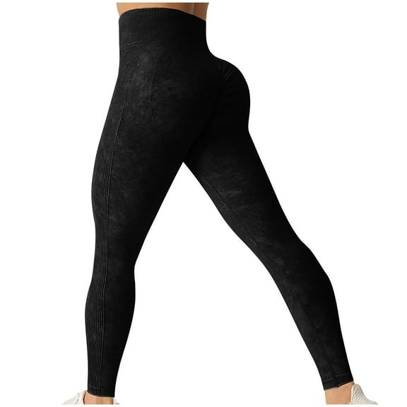 Uaswgudfs Women's High-Waisted Yoga Pants with Butt-Lift Design – Sculpting Activewear Leggings for Gym Black S