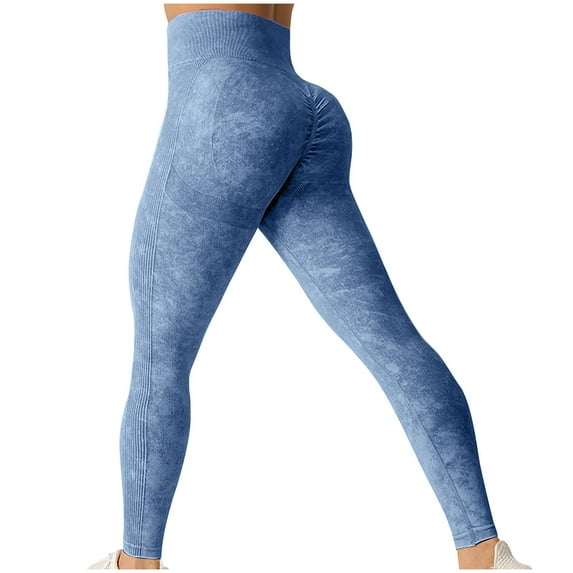 Uaswgudfs Women's High-Waisted Yoga Pants with Butt-Lift Design – Sculpting Activewear Leggings for Gym Blue S