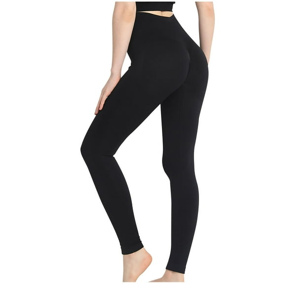 Uaswgudfs Women's High-Waisted Yoga Pants with Contoured Seams – Seamless Leggings for Dynamic Workouts Black S