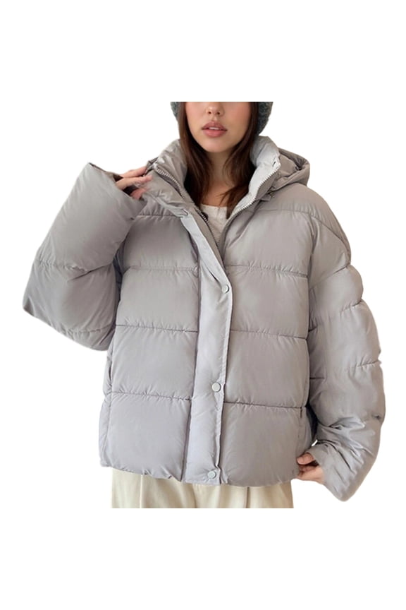 ​Women's Hooded Quilted Puffer Winter Coat - Full Sleeve Zipper Snap Closure Max Warmth Cold Weather​