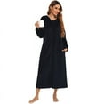thumbnail image 1 of Uaswgudfs Women's Knitted Ribbed Stretchy Robe with Pockets Casual Home Wear Cozy Sleepwear Long Sleeve Bathrobe Black XL, 1 of 3