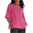 thumbnail image 1 of Uaswgudfs Women's Lightweight Blouse with Draped Front & Side Slits - Casual Cotton Summer Top for Relaxed Style, 1 of 4
