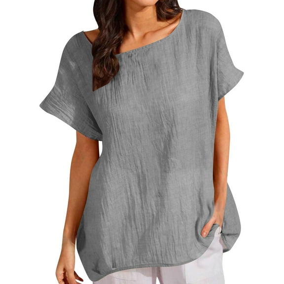 Uaswgudfs Women's Lightweight Cotton T-Shirt - Casual Short Sleeve Summer Top, Breathable Comfort Essential 2025 New